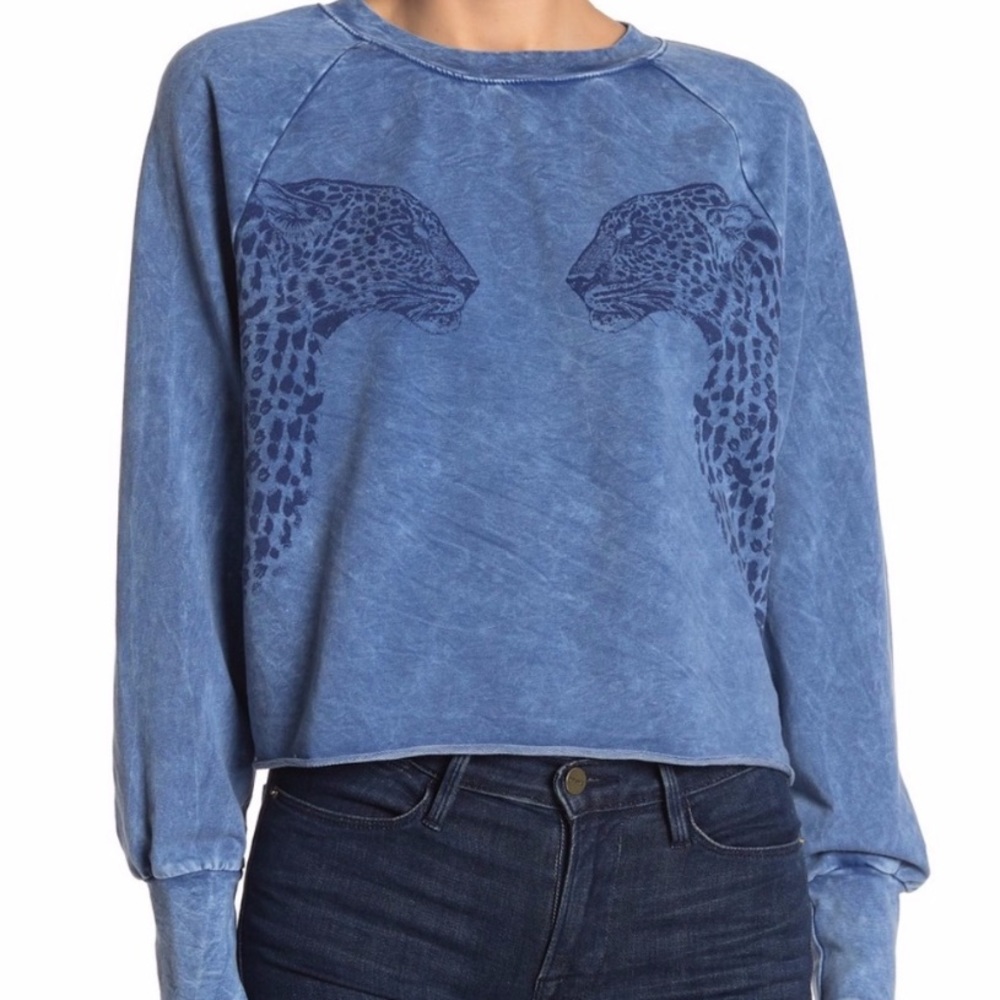 Project Social T Twin Leopard Cutoff Sweatshirt XL